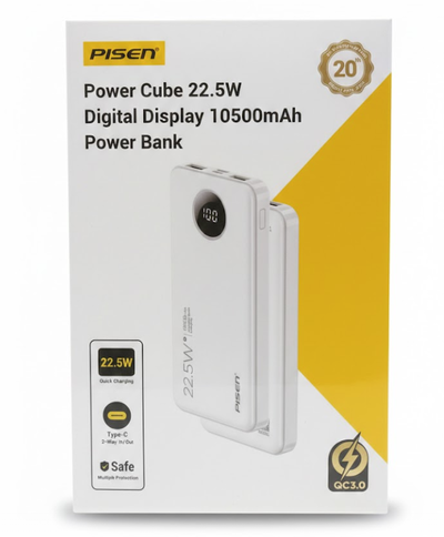 POWER CUBE DIGITAL DISPLAY POWER BANK BLANCO 22.5W 10500MAH TSD300B , BULTO X 50 UNI