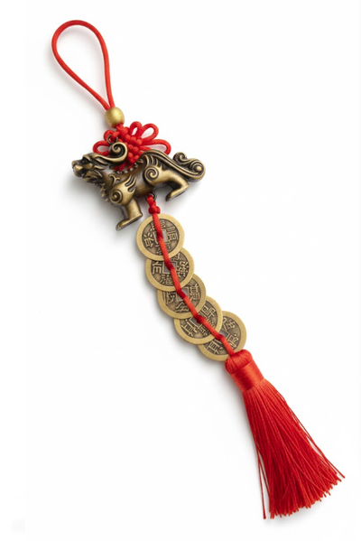 COLGANTE LEON QILIN MONEDA ANTIGUA