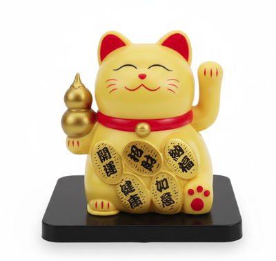 ADORNO SOLAR GATO DORADO SUERTE HULU