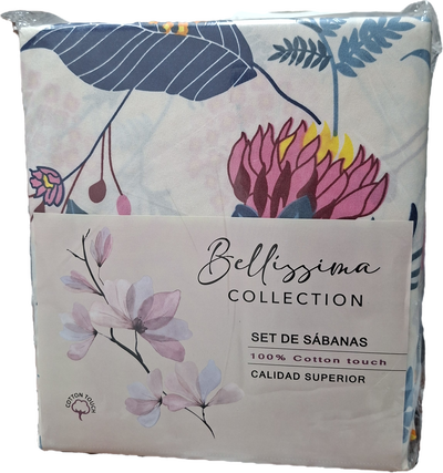 BELLISSIMA JUEGO DE SÁBANAS CALIDAD SUPERIOR 2 ½PLAZA 4  PIEZAS