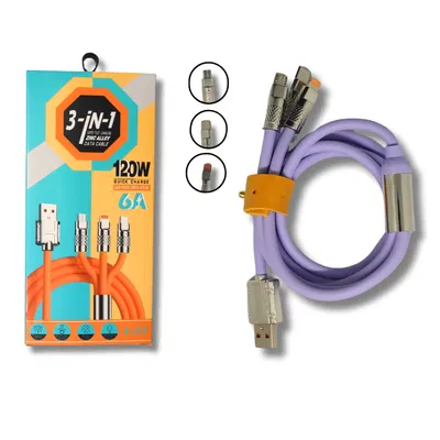 CABLE CARGA RAPIDO 120W 3EN1 6A S219