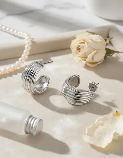 Aros Estriado Acero Quirúrgico 316 L Baño Plata