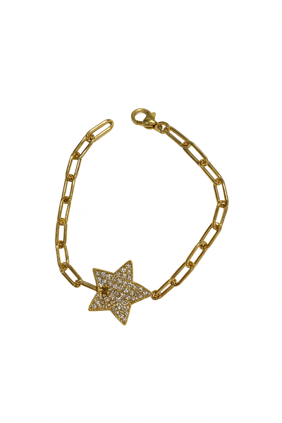 Pulsera de Acero 316L con Dije Estrella con Microcirconias – Largo 20 cm