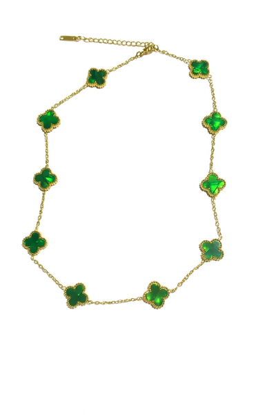 Collar de 10 Tréboles-Suerte en una Pieza único