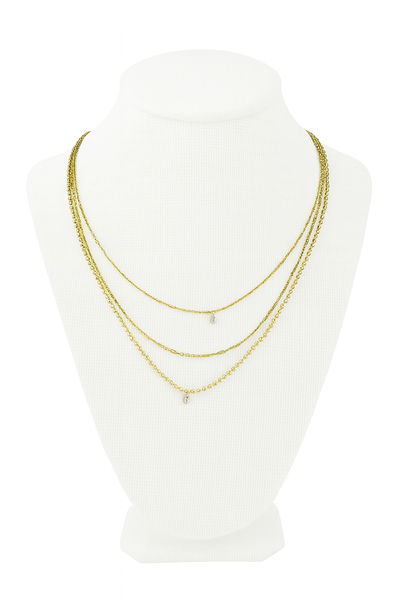 Collar Triple  Bañado en Oro 18K – Elegancia en Capas que Enamora