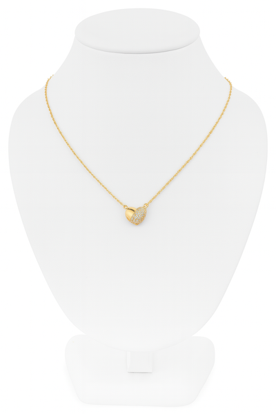 Collar Corazón Dorado con Brillos- Acero Quirúrgico Bañado en Oro 18 k