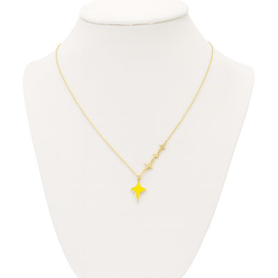 Collar Estrella de Acero Quirúrgico Bañado en Oro 18 k