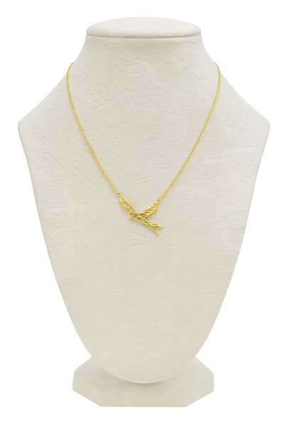 Collar Ave Origami-Acero Quirúrgico con Baño de Oro 18k