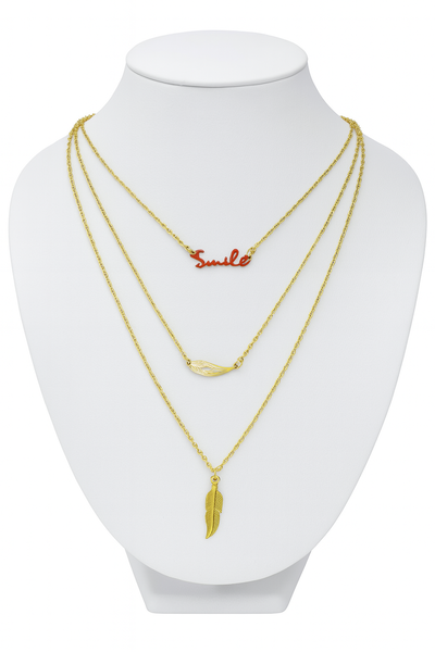  Collar Triple Smile en Baño en Oro 18K  