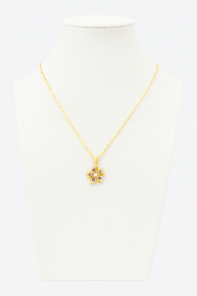 Collar Flor Giratorio- Acero quirúrgico Bañado en Oro 18 k
