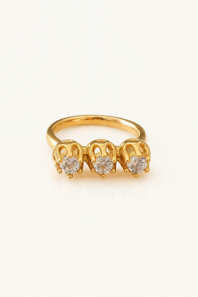 Anillo Triple Tulipán con Circonita 