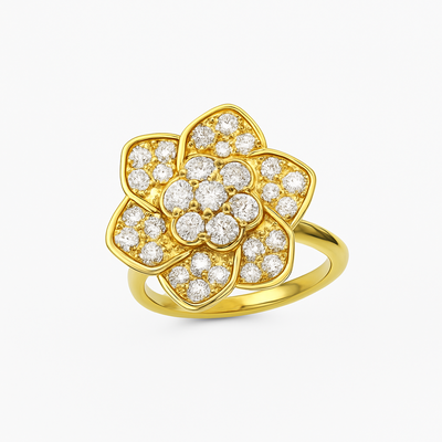 Anillo Giratorio Regulable  Antiestrés Flor de Circonitas 