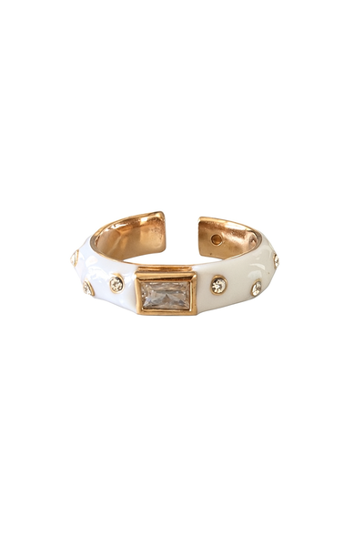 Anillo Glam Chic Blanco con Brillos 