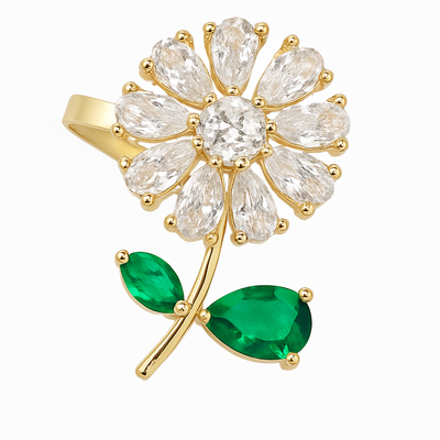  Anillo Giratorio Antiestrés Flor de Circonitas