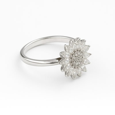 Anillo Giratorio Antiestrés con Flor Regulable