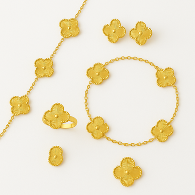 Conjunto Trébol Dorado de la Suerte