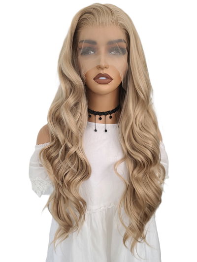 Peluca Rubio Avellana/ Ondulado/ Hilo Premium HD