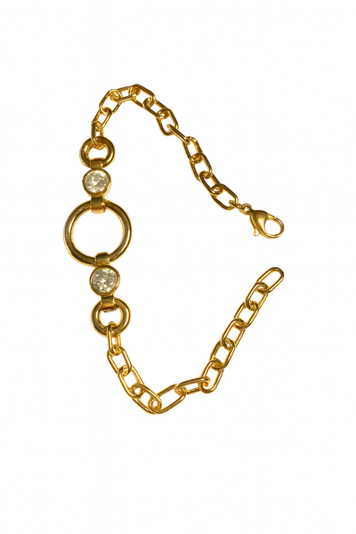Pulsera  Exclusiva con Circonitas Blancas – Acero Quirúrgico + Baño Oro 18K