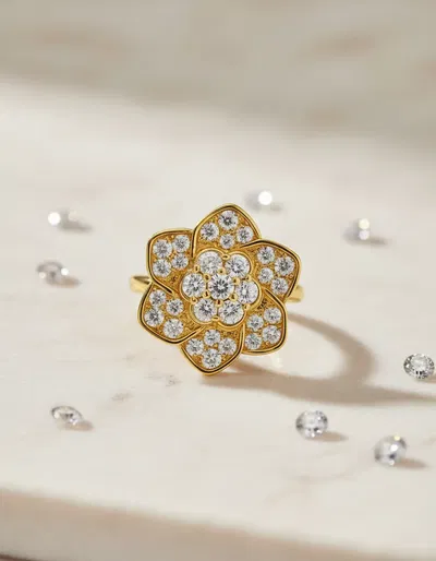 Anillo Giratorio Regulable  Antiestrés Flor de Circonitas 