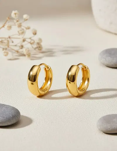 Aro Argollas Chunky  1 cm Acero Quirurgico Baño en oro 18 k