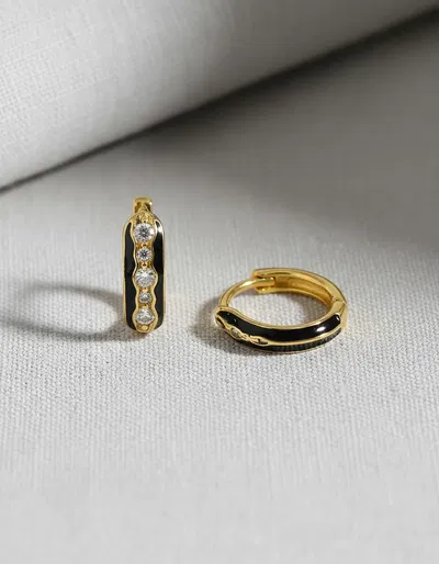 Aros Argolla Acero Quirúrgico Baño en oro 18k Dorados con Esmalte y Circonias 