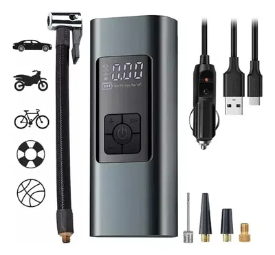 Compresor-Inflador Inalámbrico/ Portátil/Batería 5000 mAh/ USB-C/Linterna LED