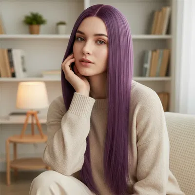Peluca Morado Intenso/Lacio/Hilo Premium HD/80CM