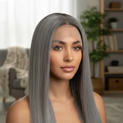  Peluca Gris Plata/ Lacio/ Hilo Premium HD