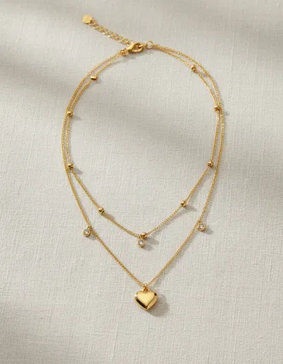 Collar Doble Corazón Tornasolado - Acero Quirúrgico con Baño de 18k