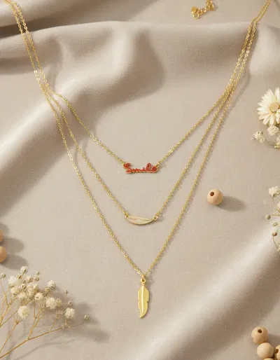  Collar Triple Smile en Baño en Oro 18K  