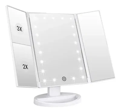 Espejo De Maquillaje Pantalla Táctil Luz Led Giratorio 180