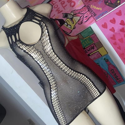 VESTIDO DE RED CON STRASS✨