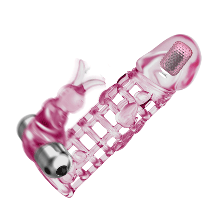 FUNDA DOBLE VIBRADOR Y EXTENSIÓN TEXTURADA