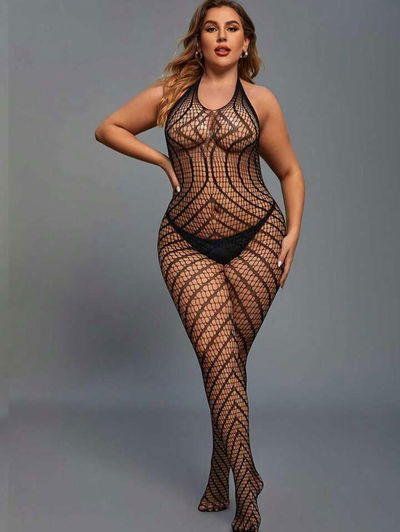 CAT SUIT CON STRASS PLUS SIZE 