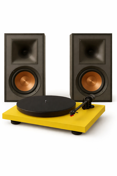 COMBO BANDEJA GIRADISCOS PRO JECT Y PARLANTES KLIPSCH POTENCIADOS