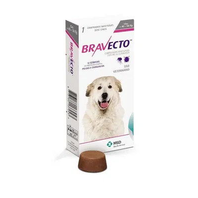 Bravecto Comprimidos para Perros de 40 a 56 kg | Antipulgas y Garrapaticida Oral