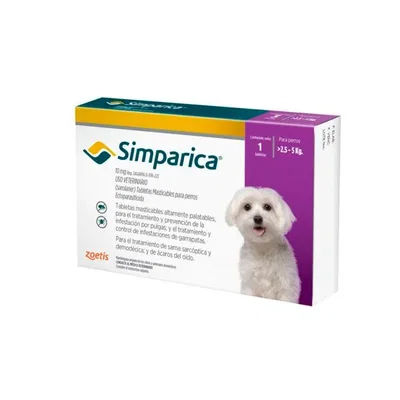 Simparica Tab para Perros de 2,5 a 5 kg | Antipulgas y Garrapaticida Oral