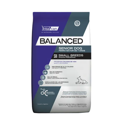 Vitalcan Balance Senior – Perros Senior Razas Pequeñas – Bolsón x7,5kg