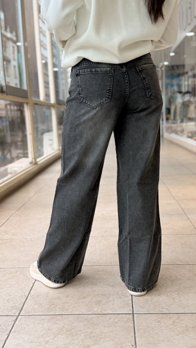 JEANS WIDE LEG GRIS