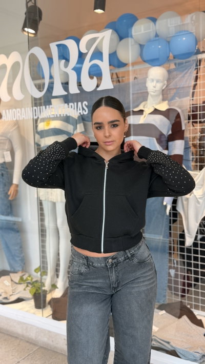 CAMPERA CROP CON BRILLO