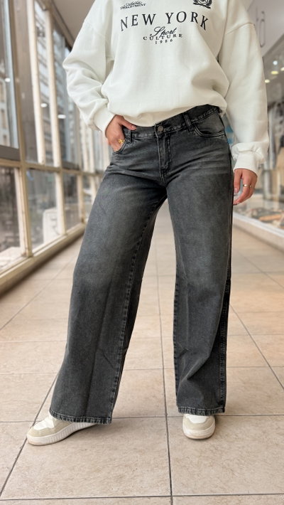 JEANS WIDE LEG GRIS
