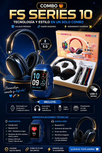 Combo de Auriculares con Reloj FS SERIES 10. 🎁