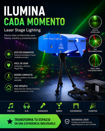 Luz Láser Profesional MD 505 - Multicolor 100W. 🌟