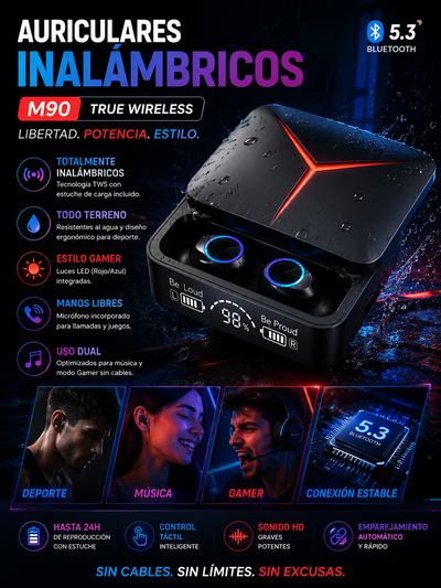 Auricular inalambrico BLUETOOTH M90 NEGRO. 📞