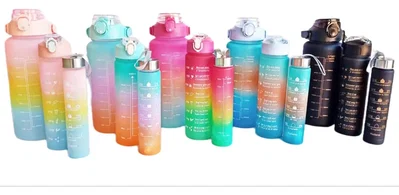 Combo de Botellas Motivacionales 3 en 1 - Ficha Técnica. 💧⏱️🔒