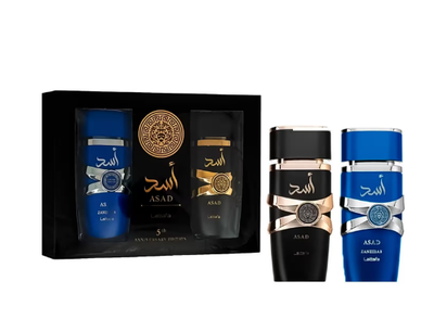 Kit Perfume Lattafa Asad + Asad Zanzibar Eau de Parfum Masculino 2x100ml