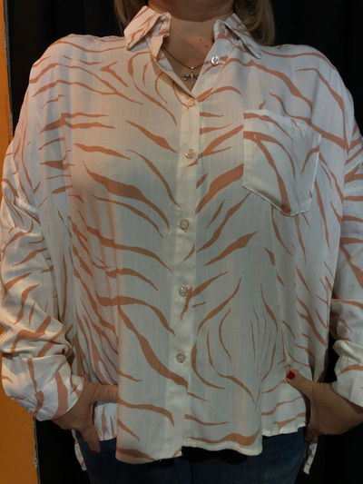 Camisa de seda arrugada estampada