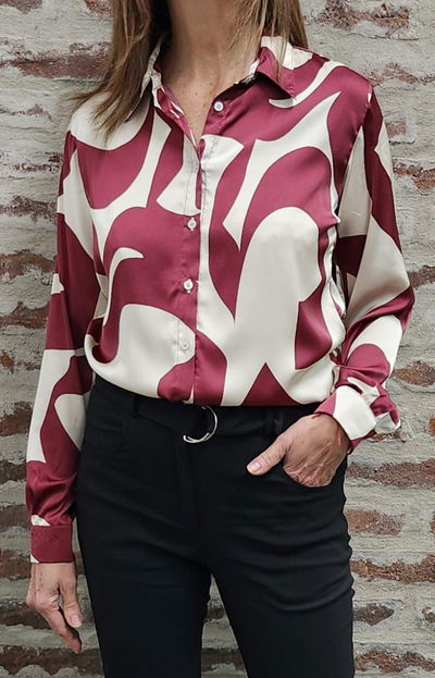 Camisa de satén estampada