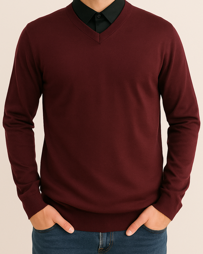Sweater escote en V de lanilla