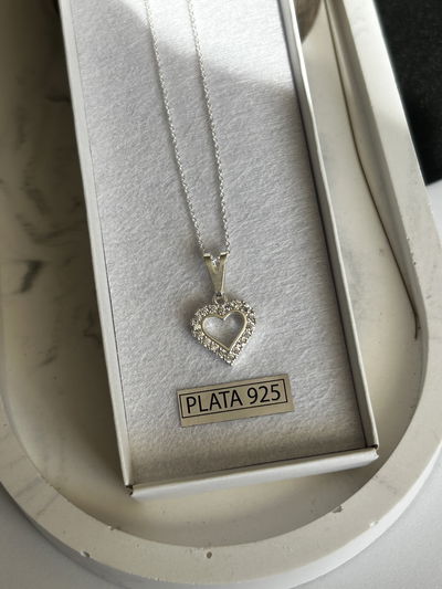 Cadena de plata corazón 